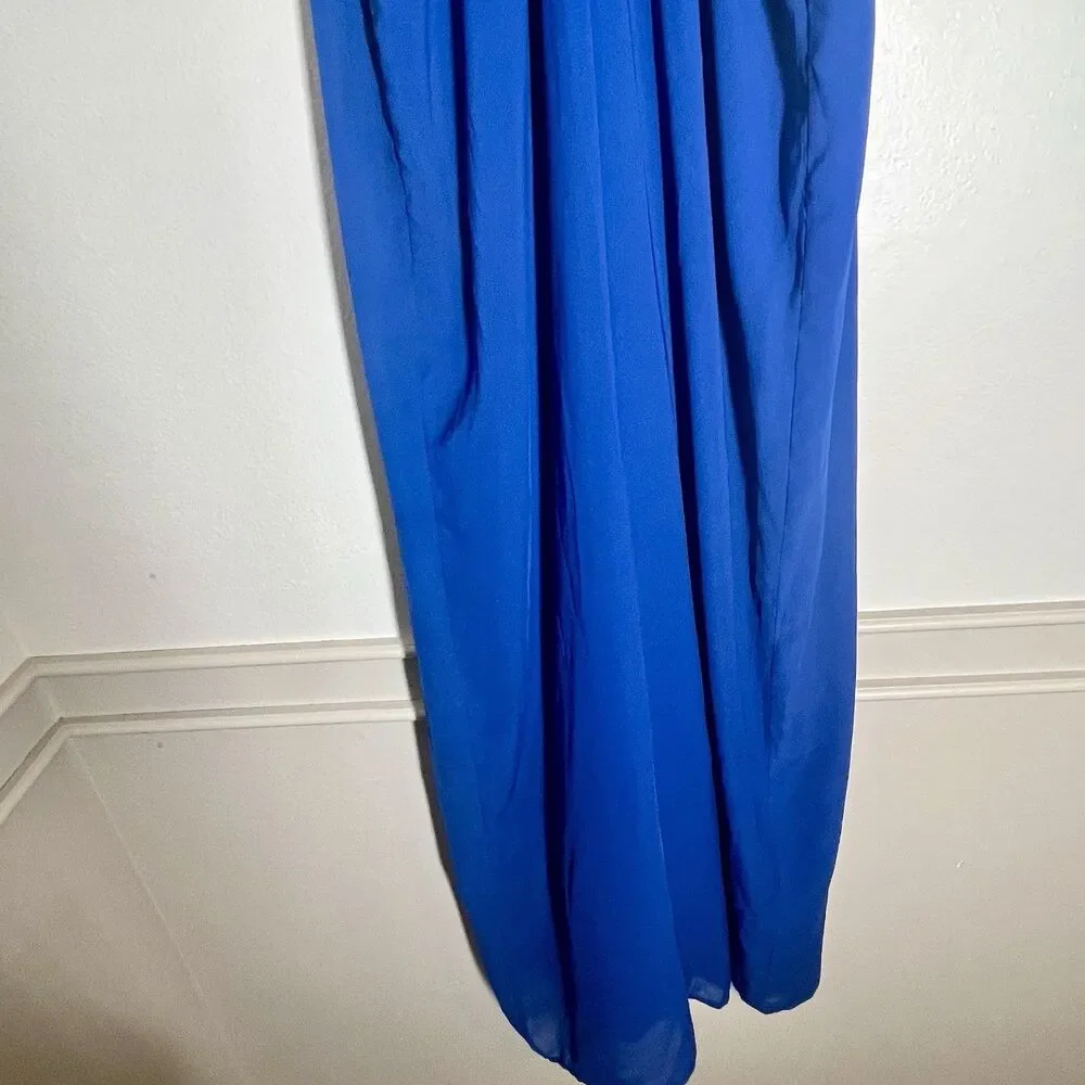 NWT Philosophy Royal Blue Silky Jumpsuit Womens Large Wide Leg Retro Formal Boho